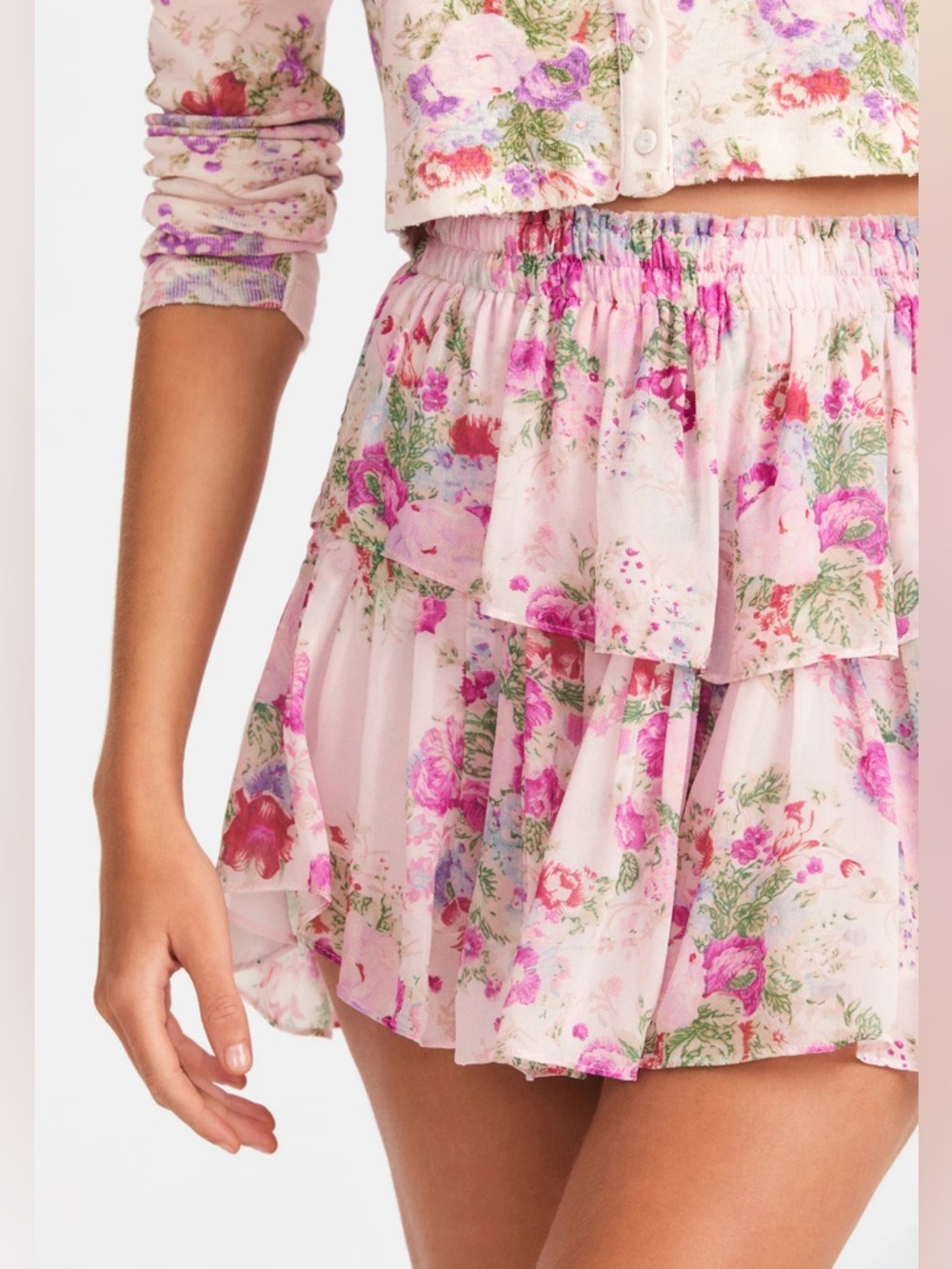 NEW $295 LoveShackFancy Ruffle Mini Skirt Shimmering Springs